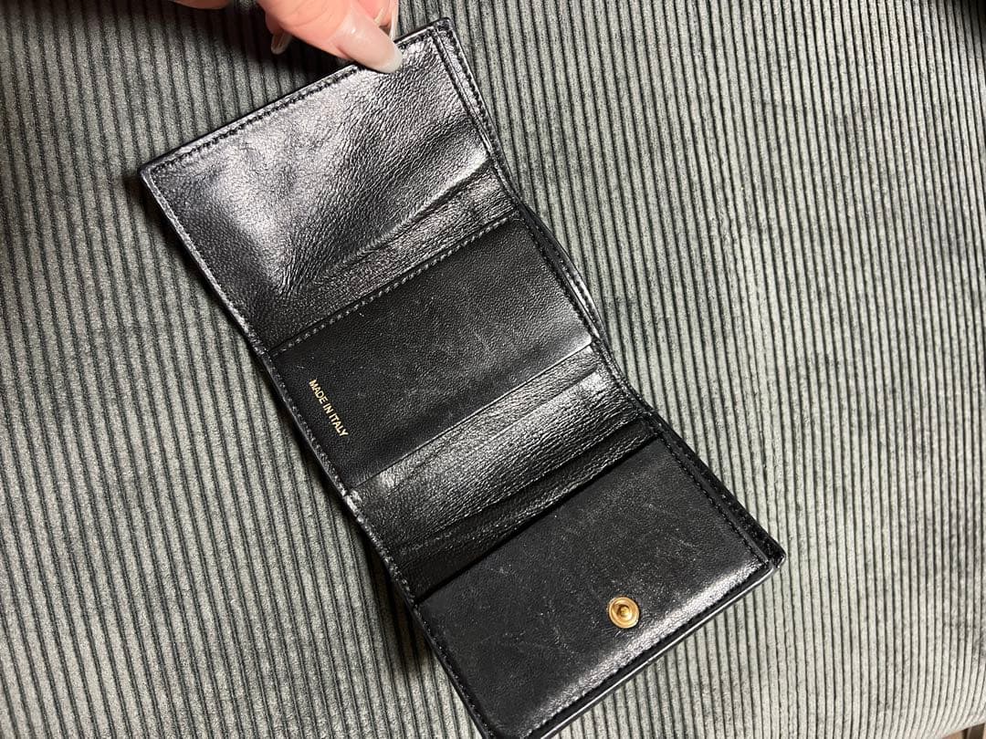 【MARNI】マルニ レザーポケット付き３つ折財布ライトグレー