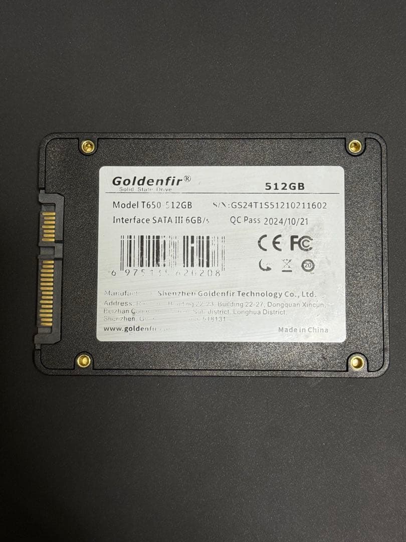 内蔵型SSD SSDGoldenfir Model:T650 512Gb SATAIII6GB