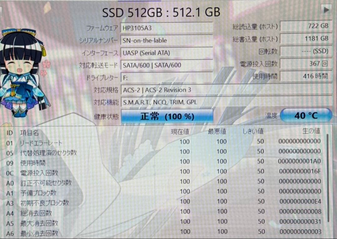 内蔵型SSD SSDGoldenfir Model:T650 512Gb SATAIII6GB