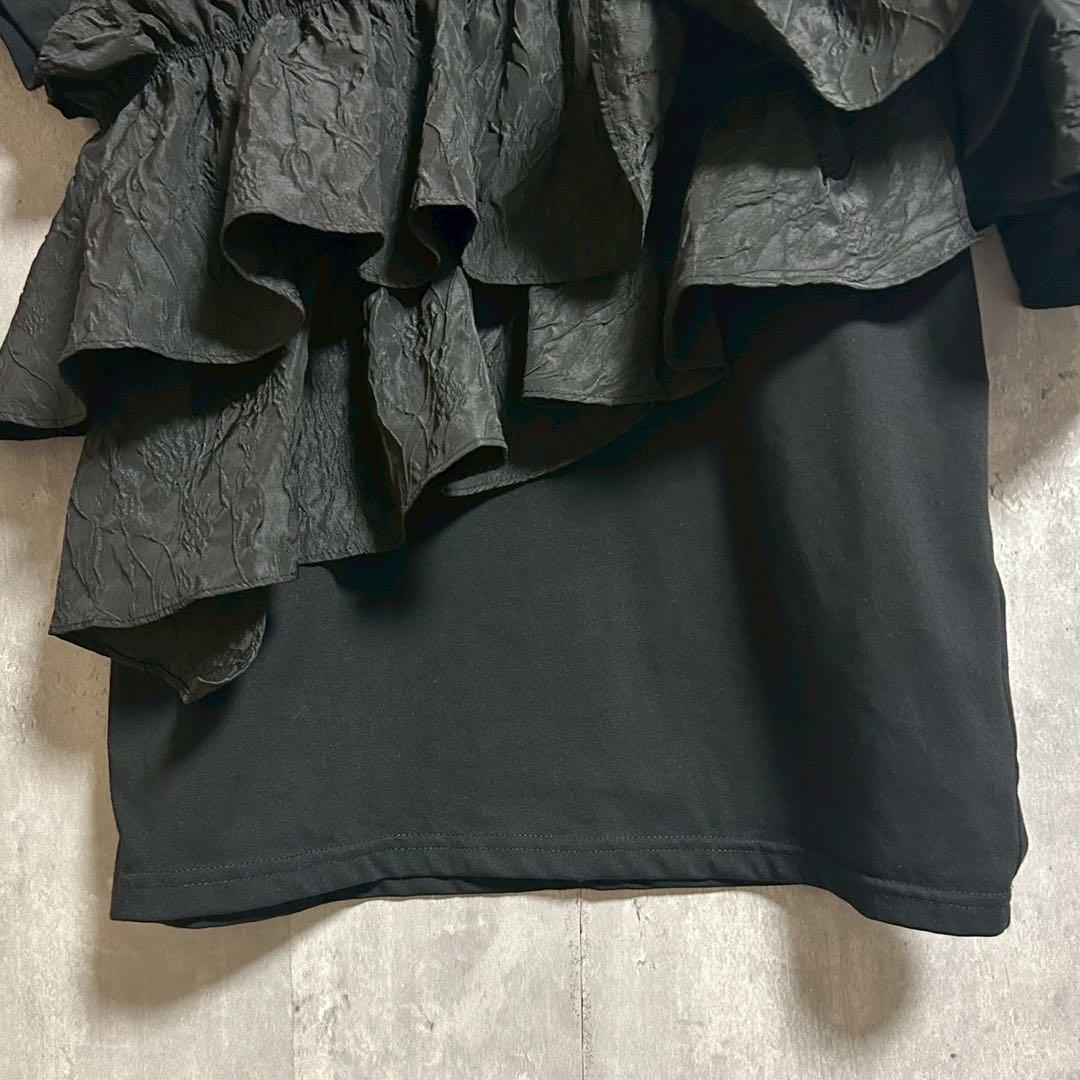 Mystrada マイストラーダ アシメフリルTシャツ ブラック M