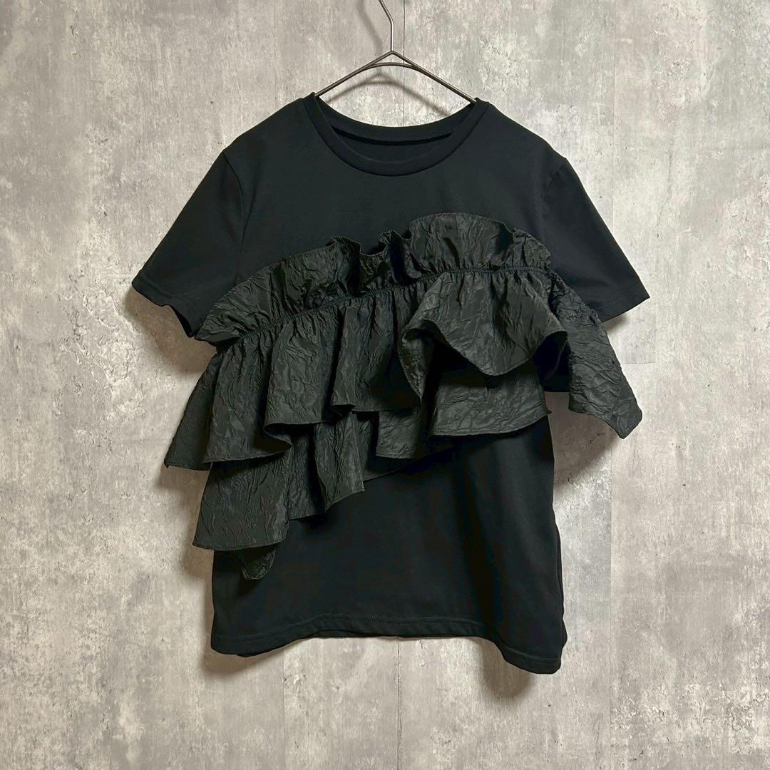 Mystrada マイストラーダ アシメフリルTシャツ ブラック M