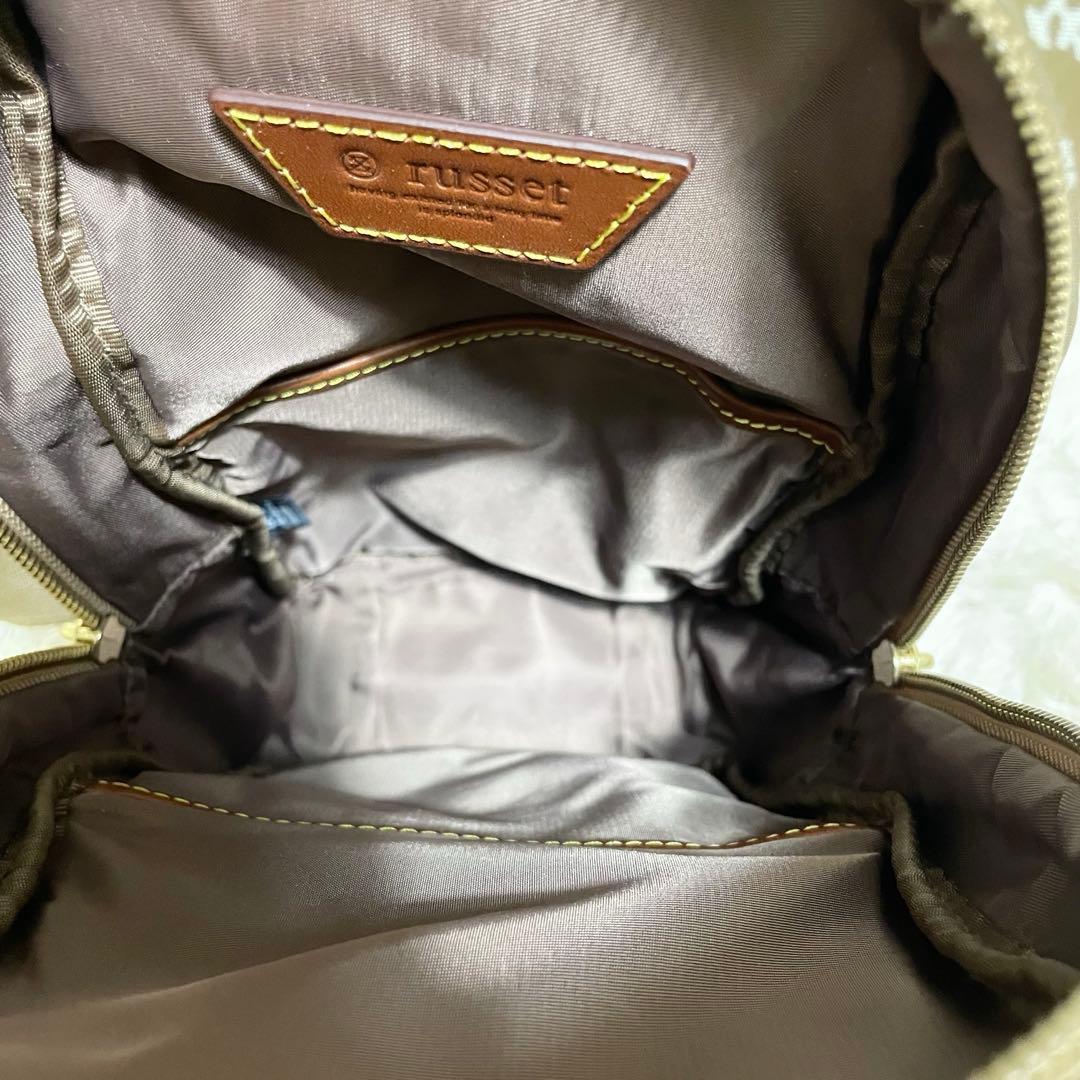 未使用級✨　ラシット　ボディバッグ　ナイロン　レザー　ブラウン　総柄　多収納