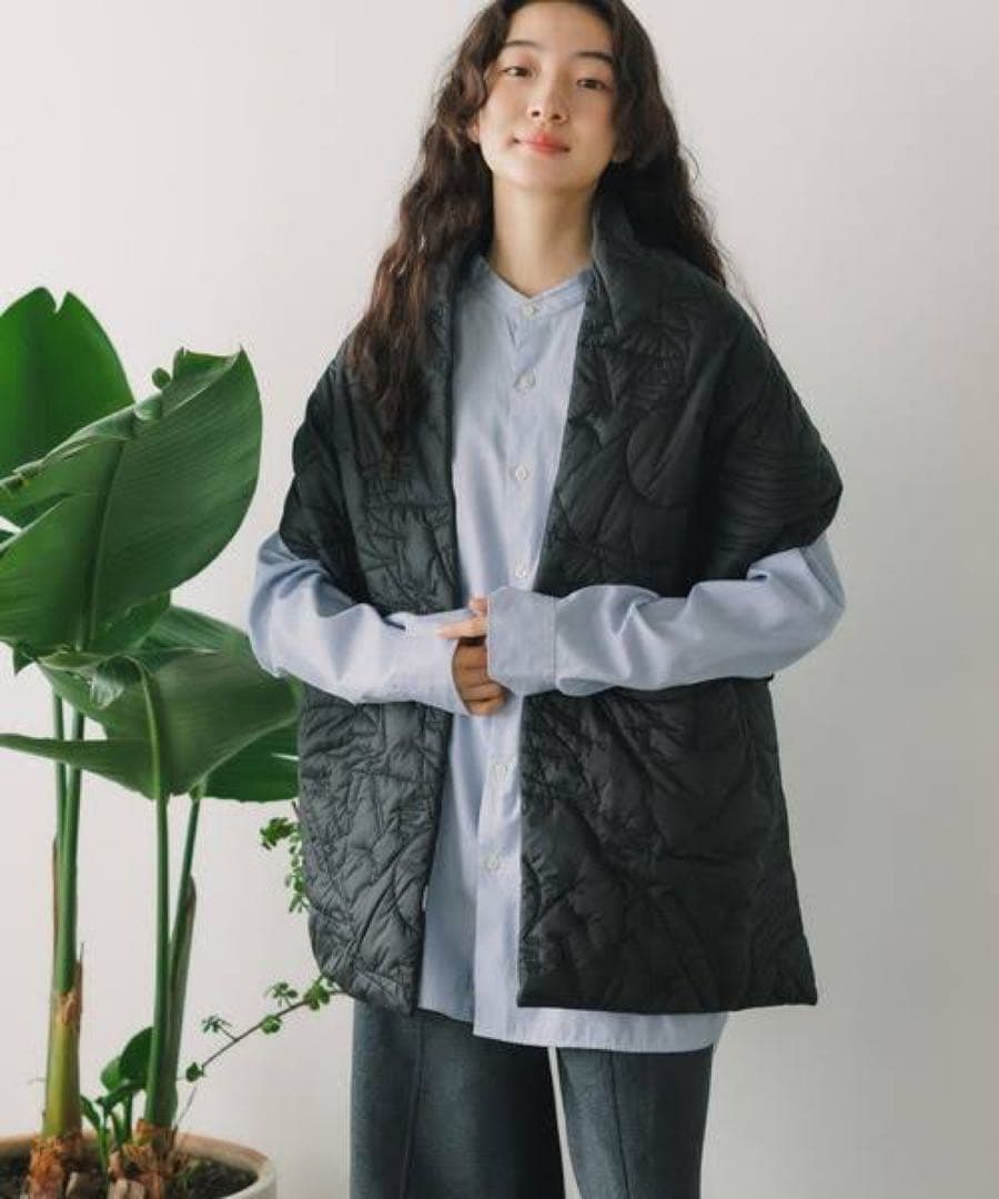 新品 manipuri マニプリ キルティングストール マウンテン BLACK