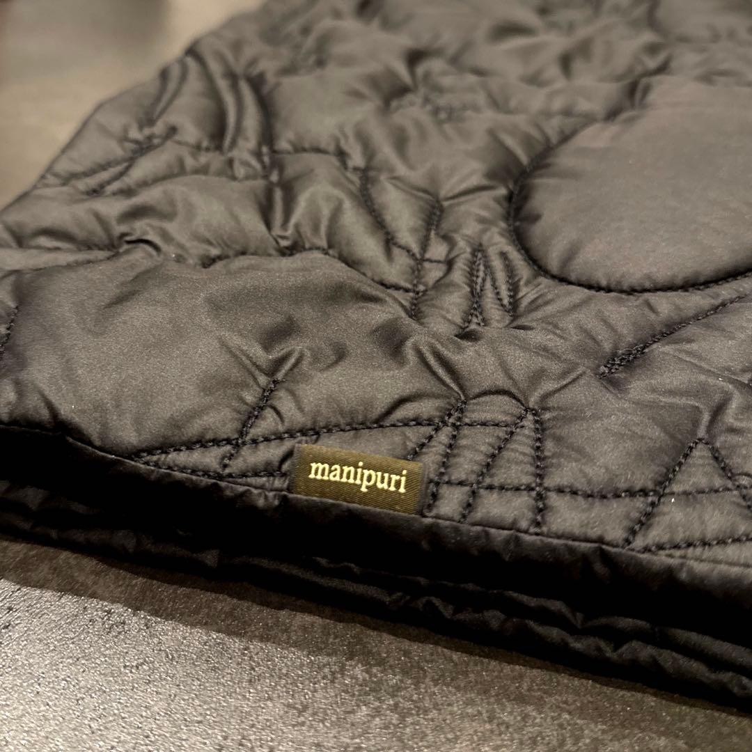 新品 manipuri マニプリ キルティングストール マウンテン BLACK