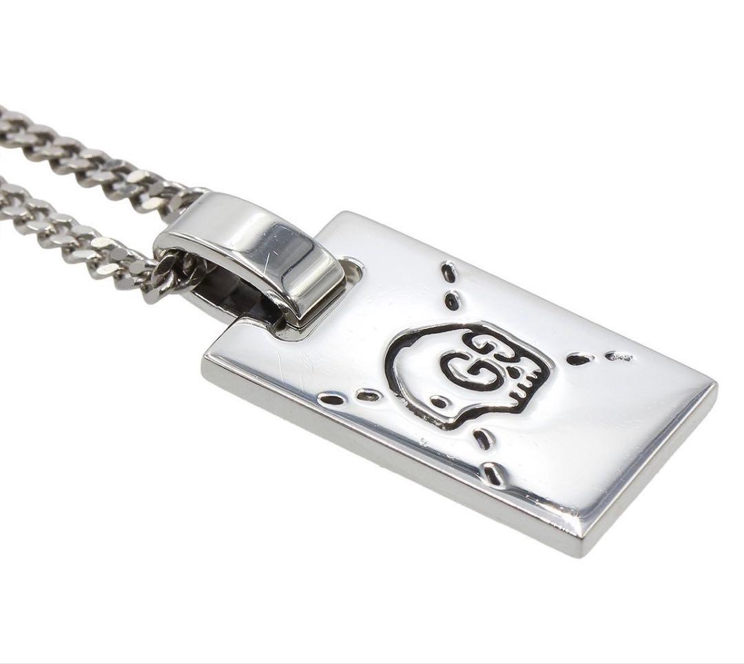 S2174 グッチ SV925 ゴースト プレート ネックレス