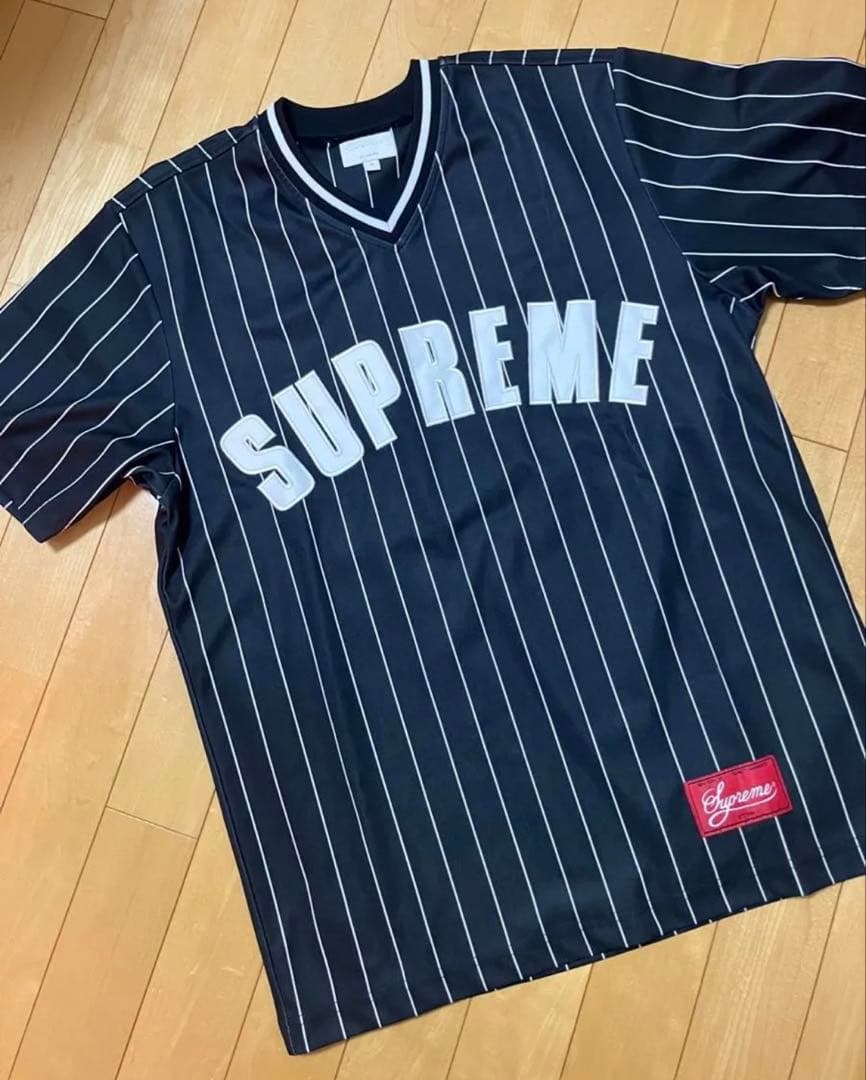 美品　SUPREME Pinstripe Baseball Jersey