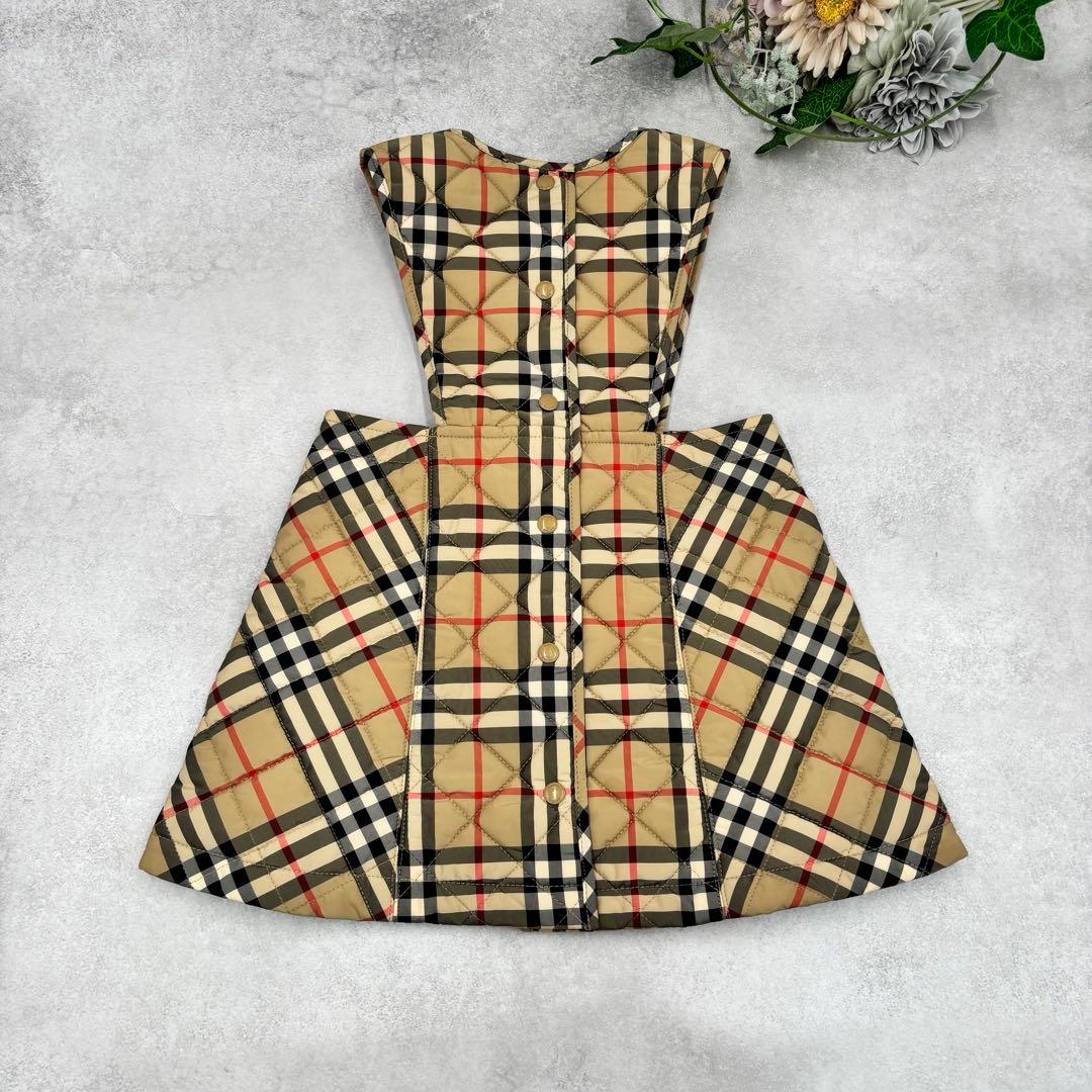 BURBERRY チェック柄キルティングジャンバースカート92cm