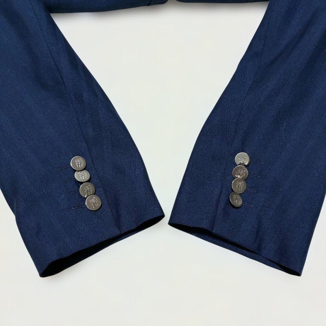 極美品✨ DAKS 紺ブレザー 銀ボタン ネイビー シャドーチェック 背抜き
