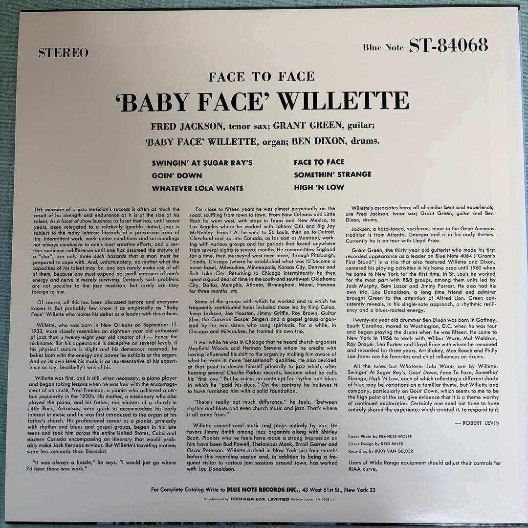 Baby Face Willette/Face to Face LP オルガン