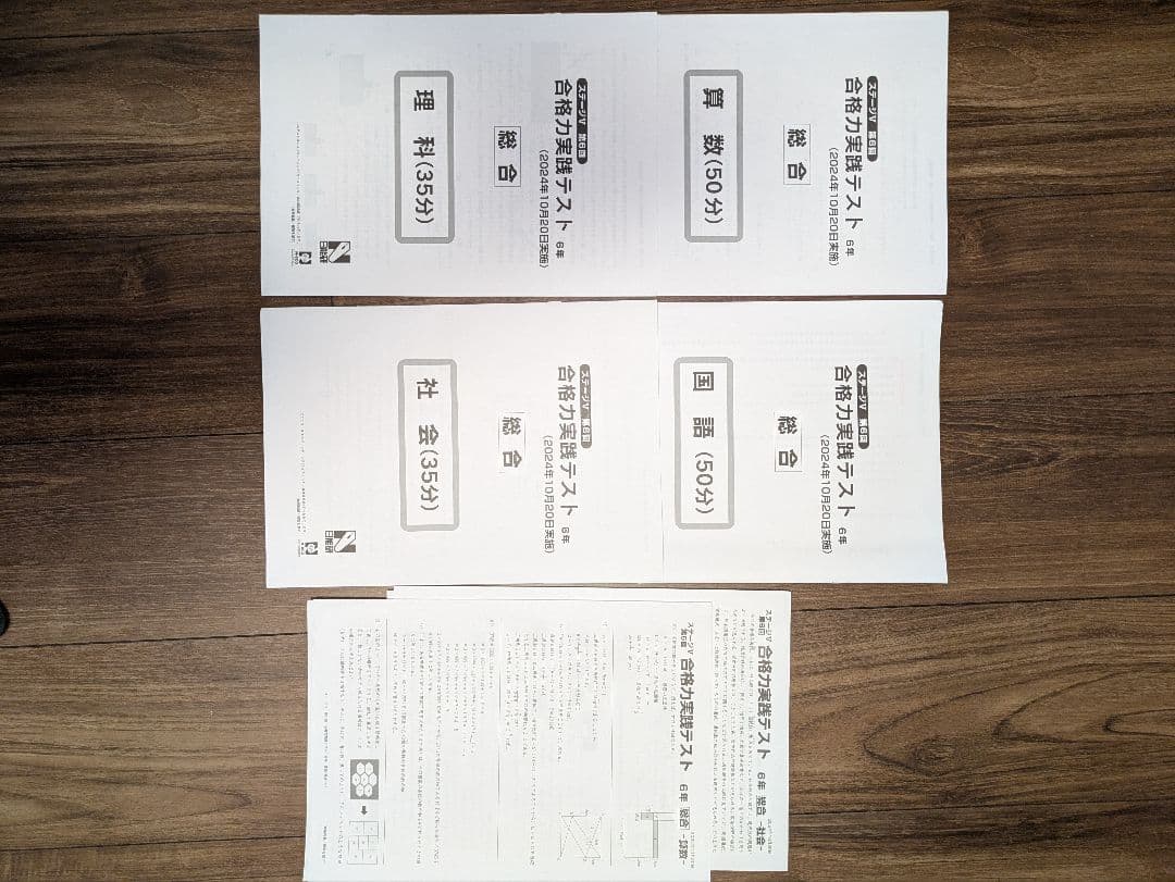 日能研　6年生（2024年）4教科　学習力育成テスト　公開模試　合格力実践テスト
