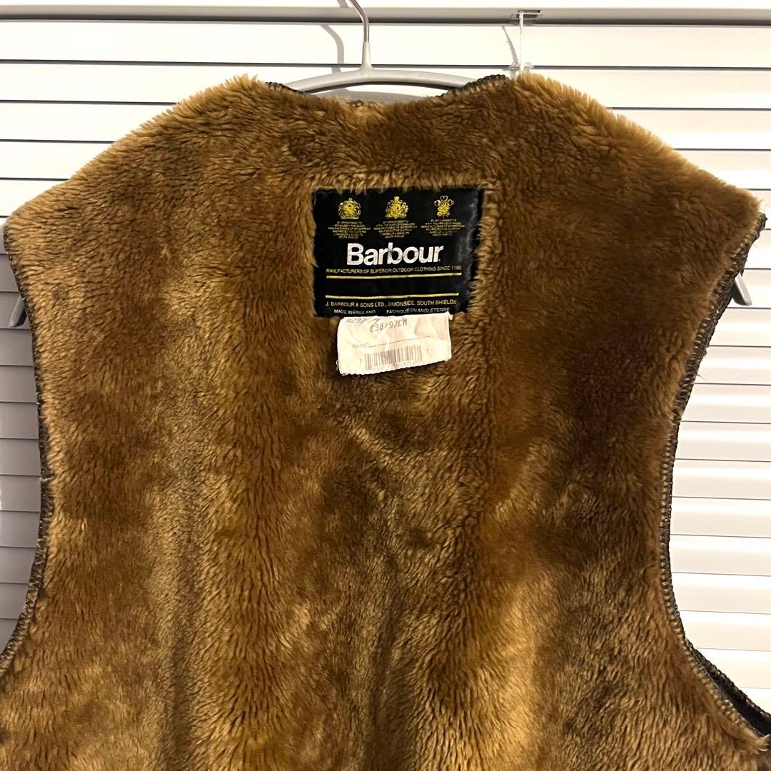 90s Barbour バブアー ライナー ベスト フェイクファー ボア 38