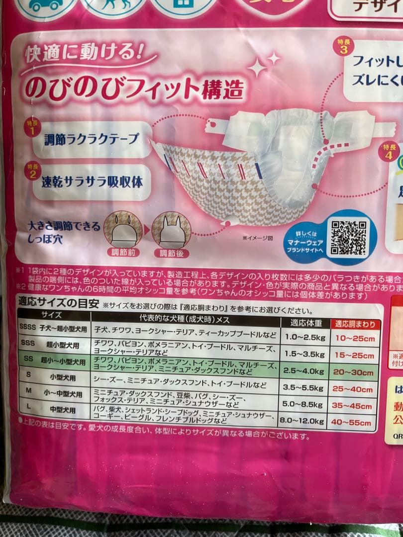 ユニチャーム マナーウェア SSサイズ 女の子用　6袋セット