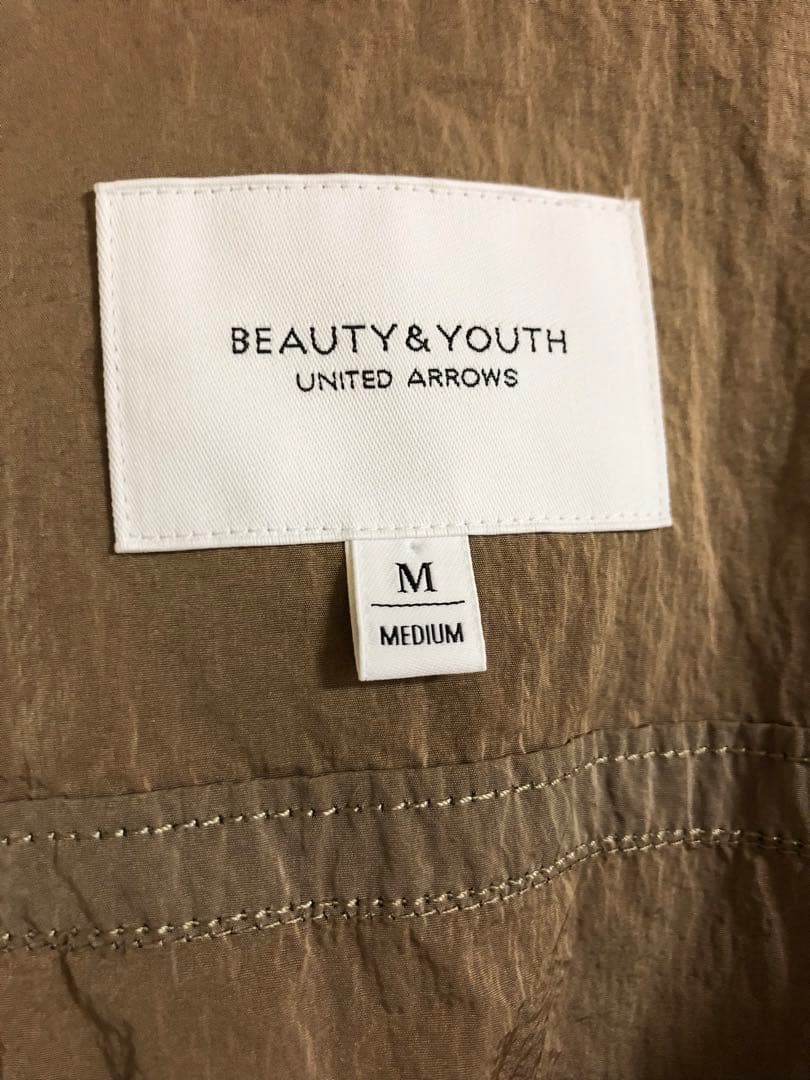 Beauty&Youth ナイロンタフタフードロングブルゾン　M 美品