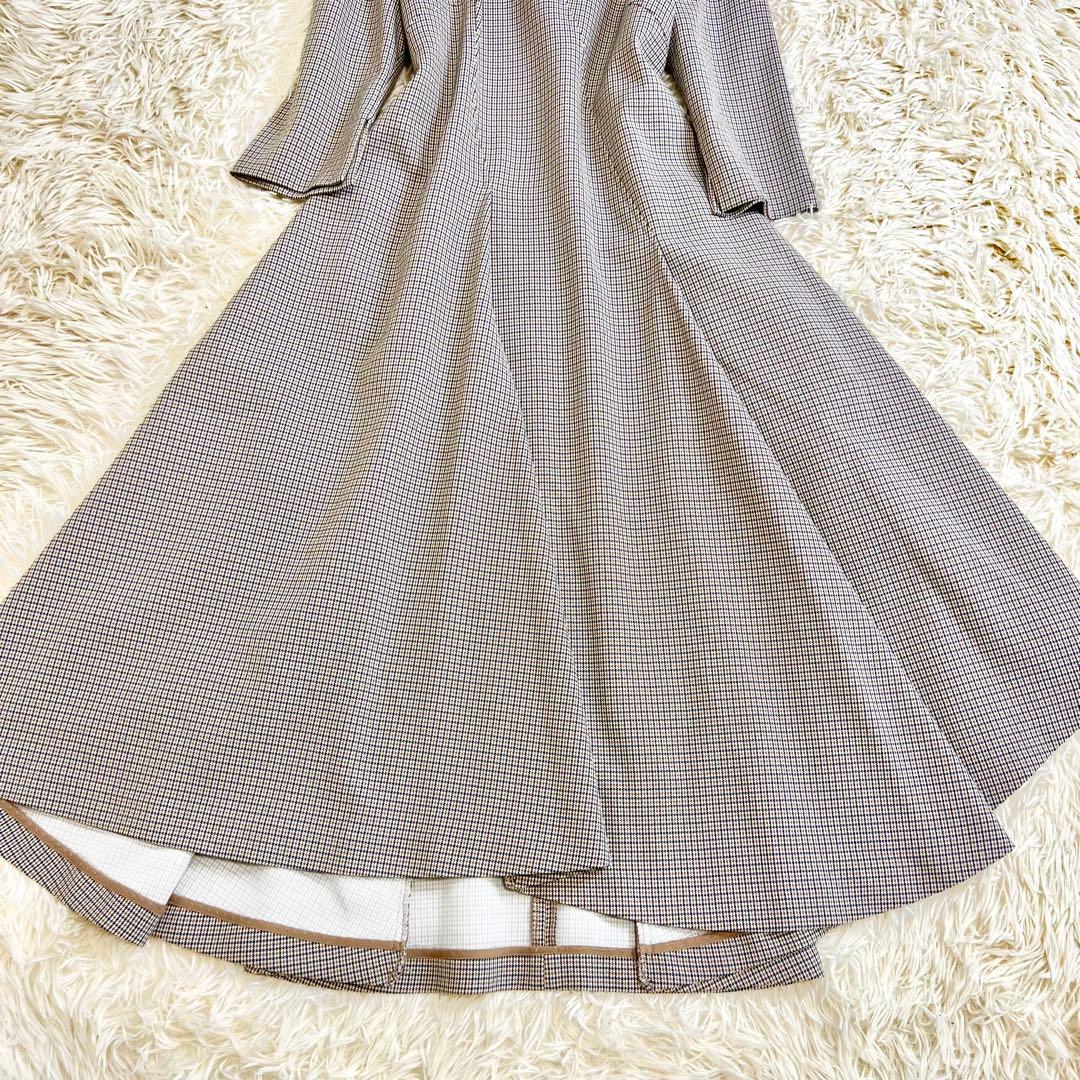 極美品✨セルフォード ツイストカシュクールワンピース 千鳥格子 フレア 34
