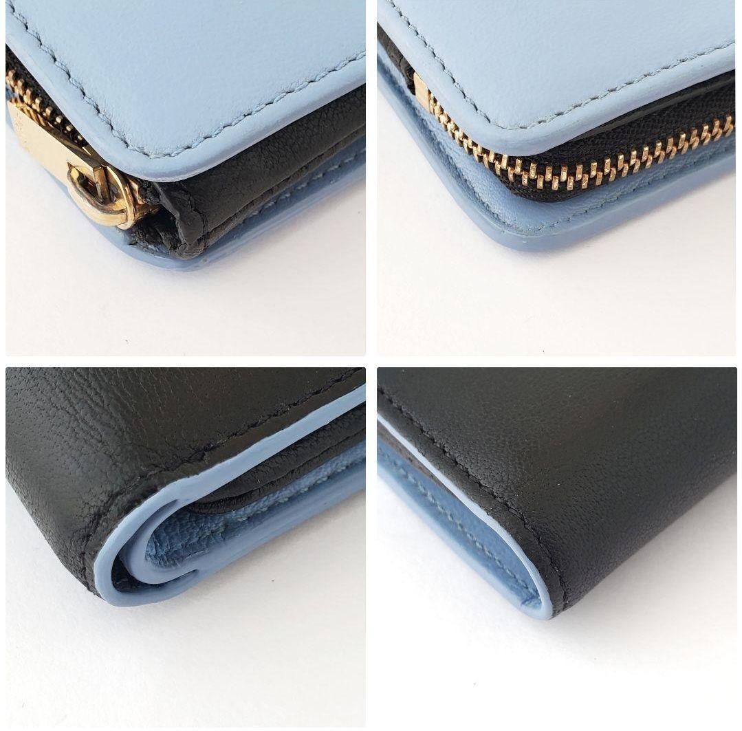 CELINE　２つ折り財布　バイカラー　コンパクトウォレット　セリーヌ　ブルー