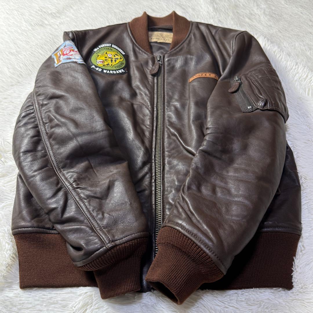 【極美品】AVIREX 羊革 MA-1 PANHANDLE ピンナップガール M