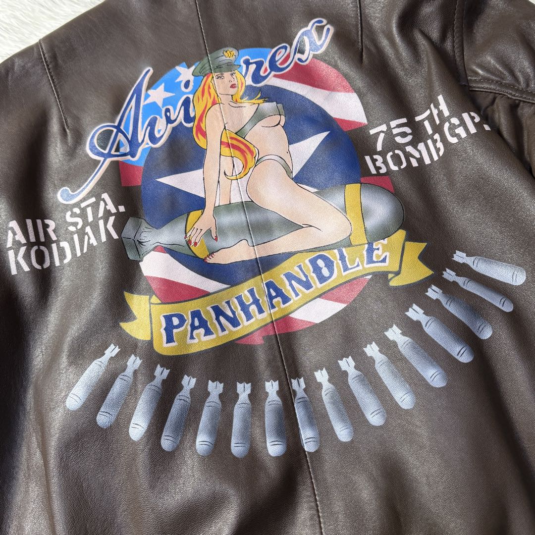 【極美品】AVIREX 羊革 MA-1 PANHANDLE ピンナップガール M