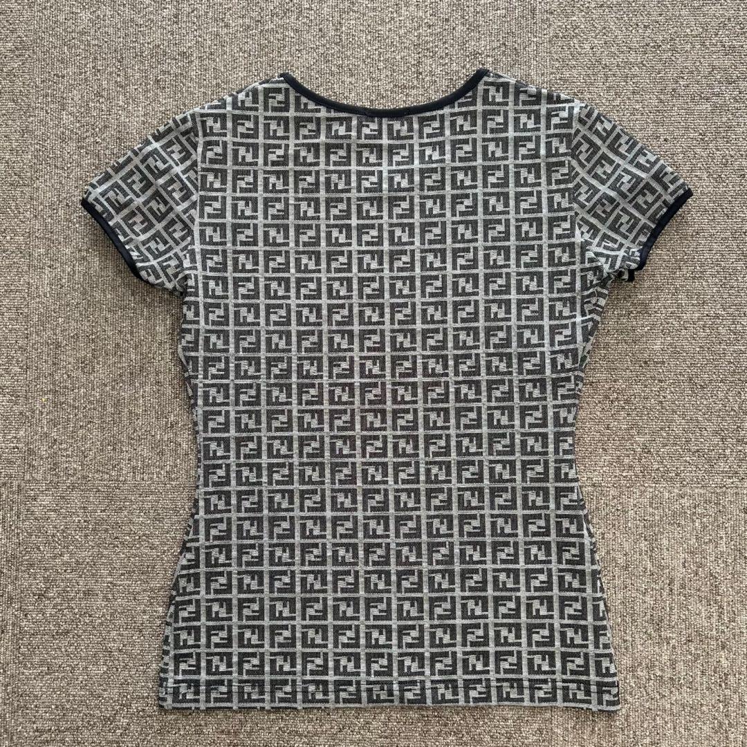 FENDI フェンディ　ズッカ　ブラック　Tシャツ　44　ロゴ　グレー　半袖