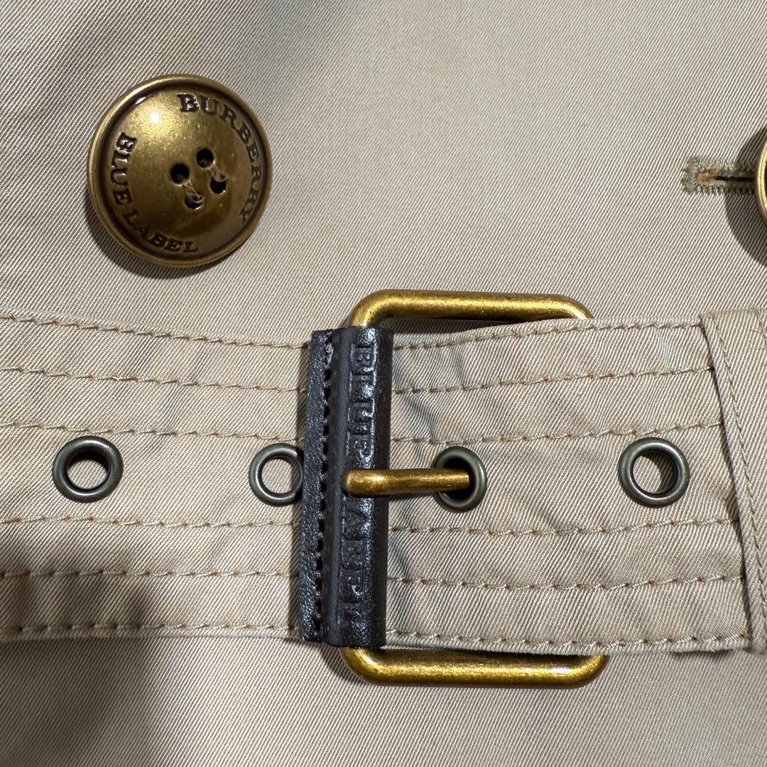バーバリーブルーレーベル　トレンチコート　ベルト ノバチェック 金ボタン 36