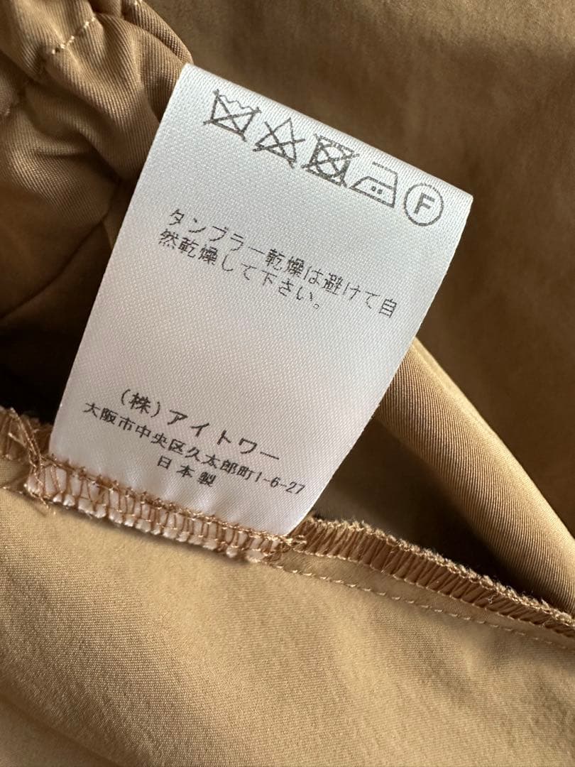 irisé イリゼ ノーカラーコート キャメル M ギャザー トレンチコート