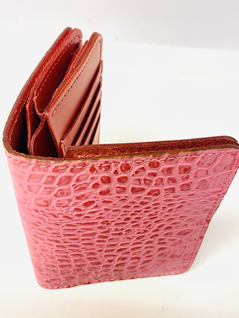 1回　定価4万　アルズニ　折財布　ハーフBOX　ルイスレザー（ワニ型押）ピンク