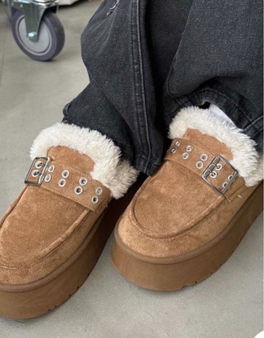 sedacle girl バックルムートンブーツ　キャメル　スエード　S