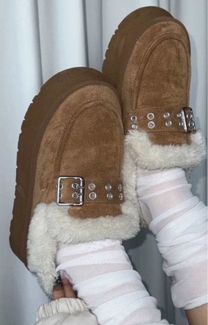 sedacle girl バックルムートンブーツ　キャメル　スエード　S