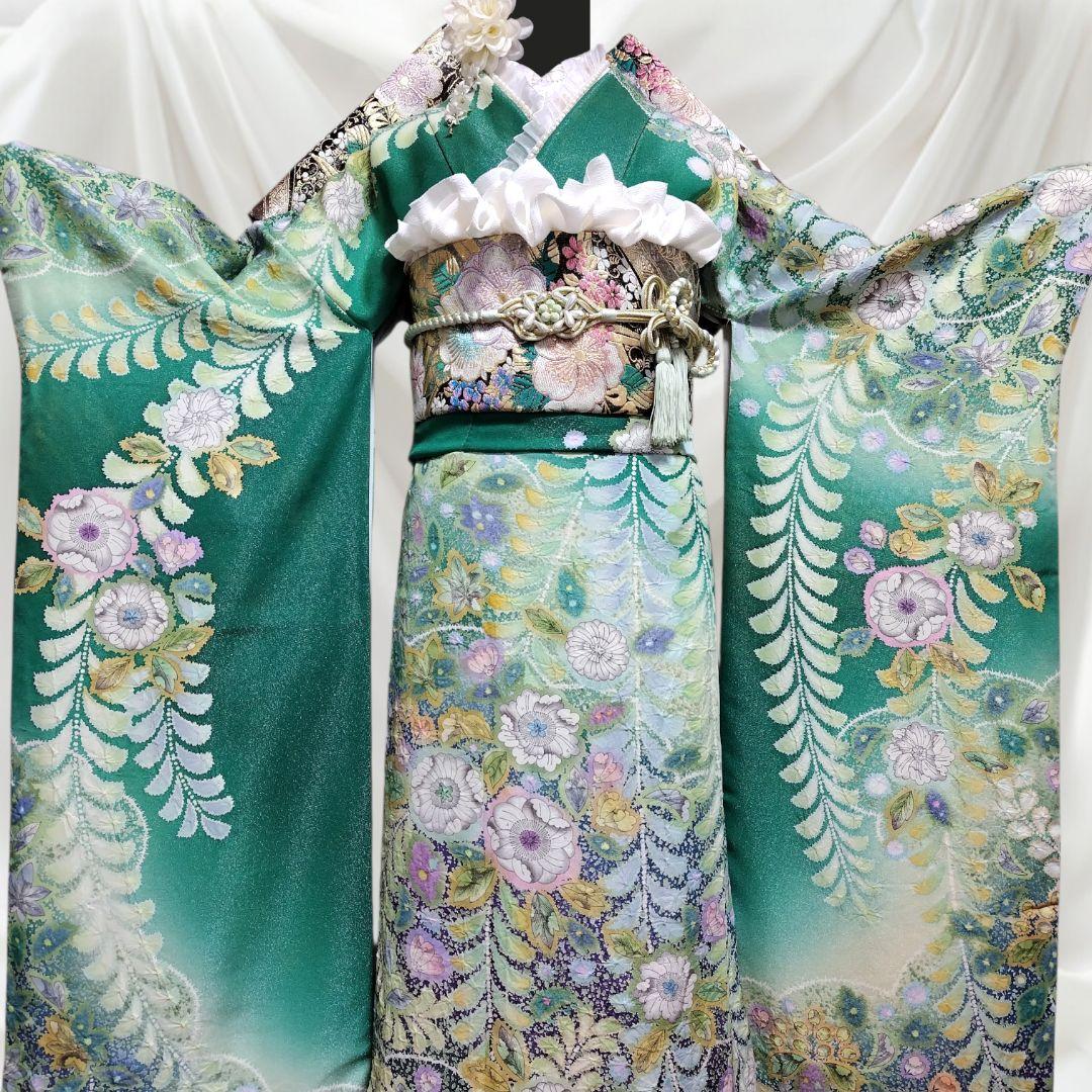 振袖フルセット(8点)・成人式・辻ヶ花・辻が花・花絞り・胴裏正絹・高級手縫い