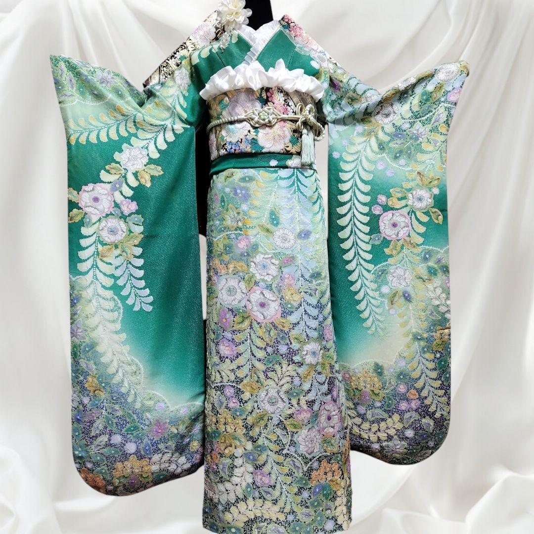振袖フルセット(8点)・成人式・辻ヶ花・辻が花・花絞り・胴裏正絹・高級手縫い
