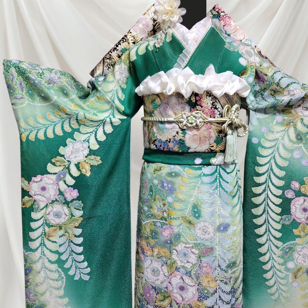 振袖フルセット(8点)・成人式・辻ヶ花・辻が花・花絞り・胴裏正絹・高級手縫い