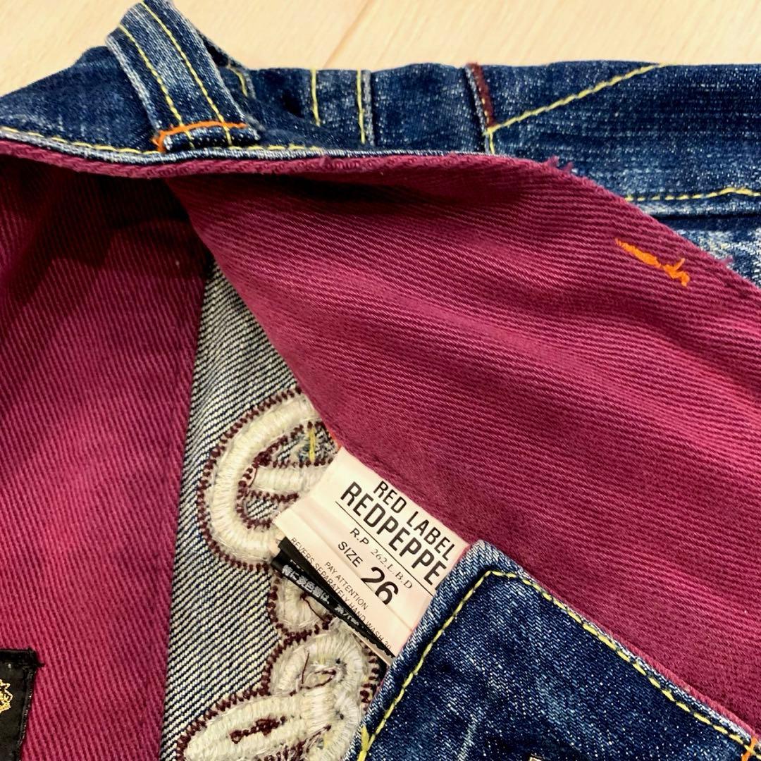 Red Pepper ウィング　レッドペッパー　羽刺繍 フレア デニム バギー