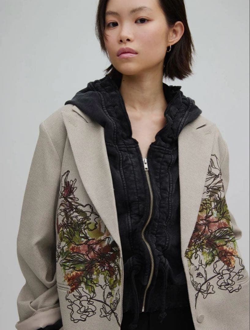 ジャケット・アウター AMERI PIXEL FLOWER PRINT SHORT JACKET