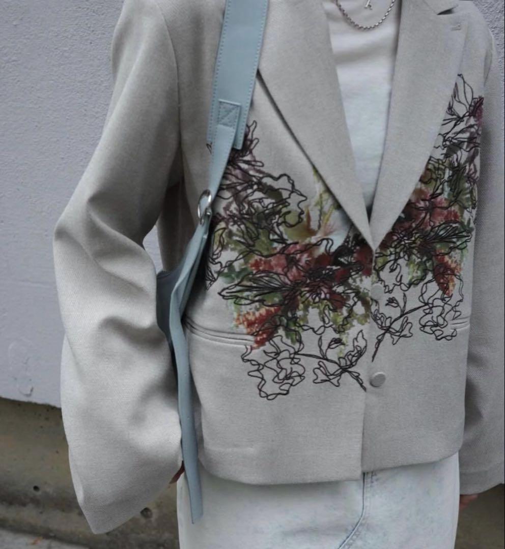 ジャケット・アウター AMERI PIXEL FLOWER PRINT SHORT JACKET