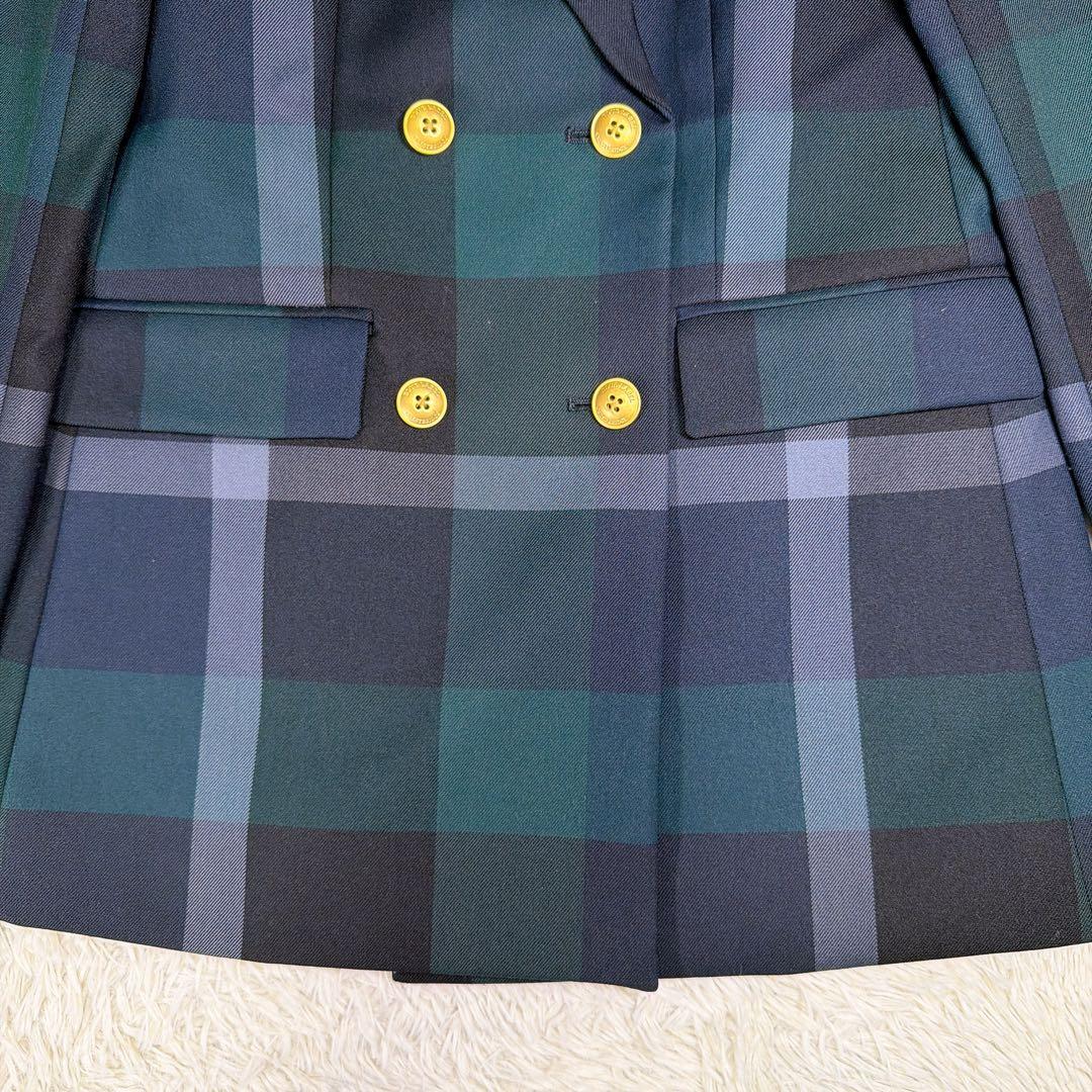 【美品】ブルーレーベルクレストブリッジ　金ボタン チェック　ダブル　テーラード