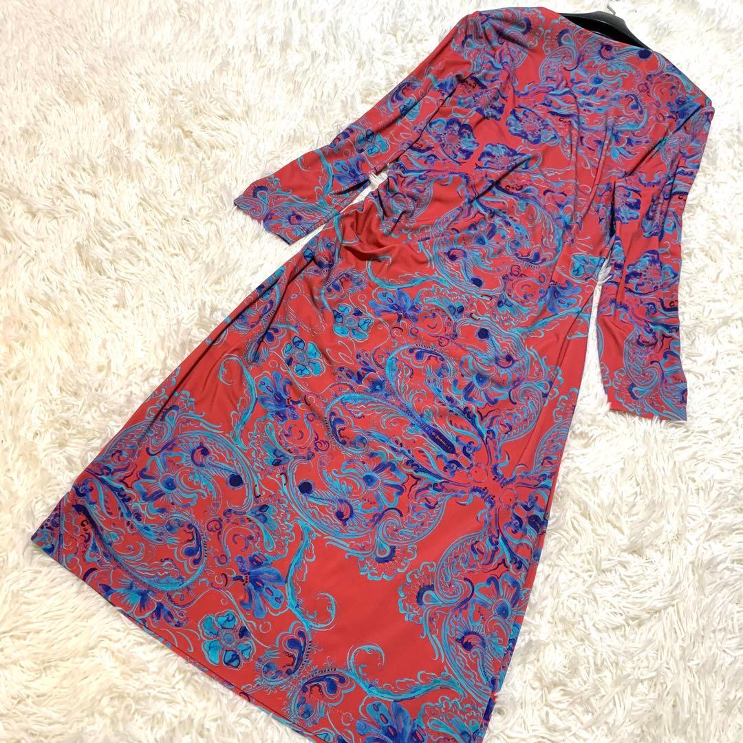 未使用級✨希少サイズ kayme ケイミー シノワレッド ギャザー ワンピース