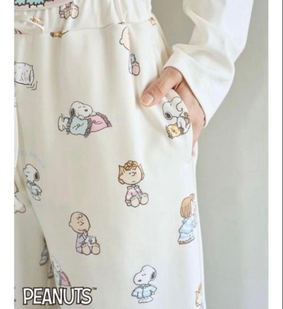 ジェラートピケ PEANUTS オリジナルアート 総柄ロングパンツ　スヌーピー