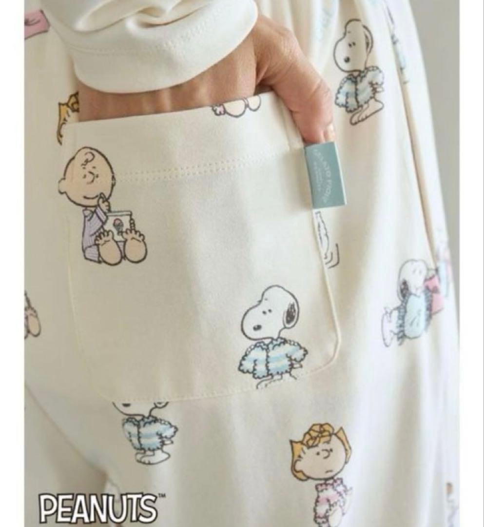 ジェラートピケ PEANUTS オリジナルアート 総柄ロングパンツ　スヌーピー