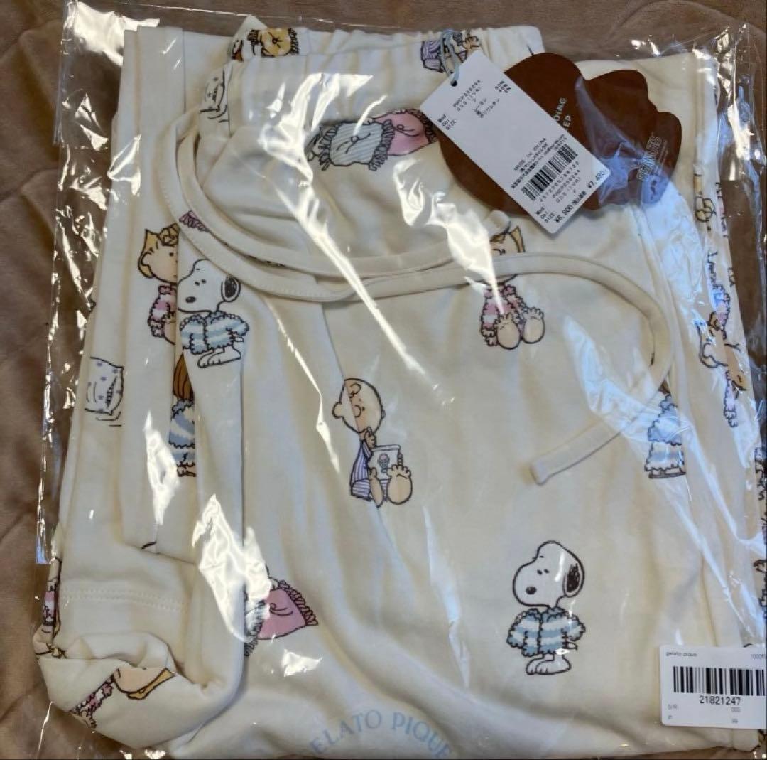 ジェラートピケ PEANUTS オリジナルアート 総柄ロングパンツ　スヌーピー