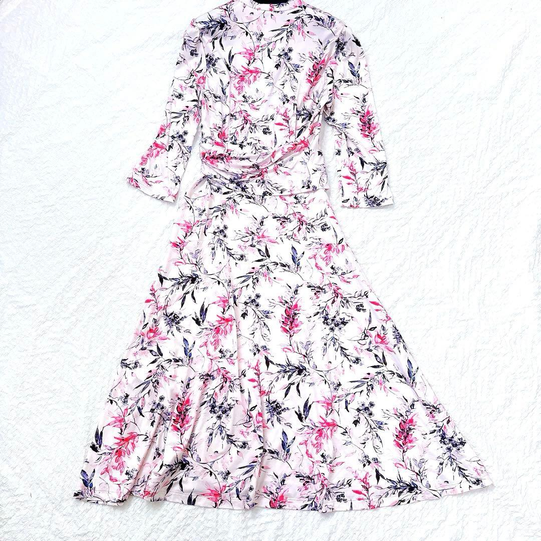 美品✨定価4.8万kay me ピンクラベンダー　カシュクールワンピース　花柄