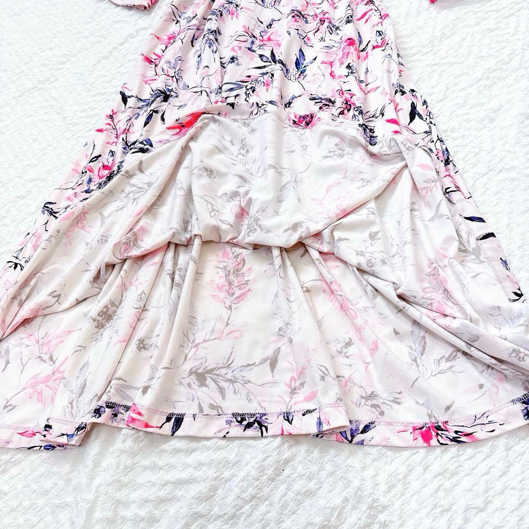 美品✨定価4.8万kay me ピンクラベンダー　カシュクールワンピース　花柄