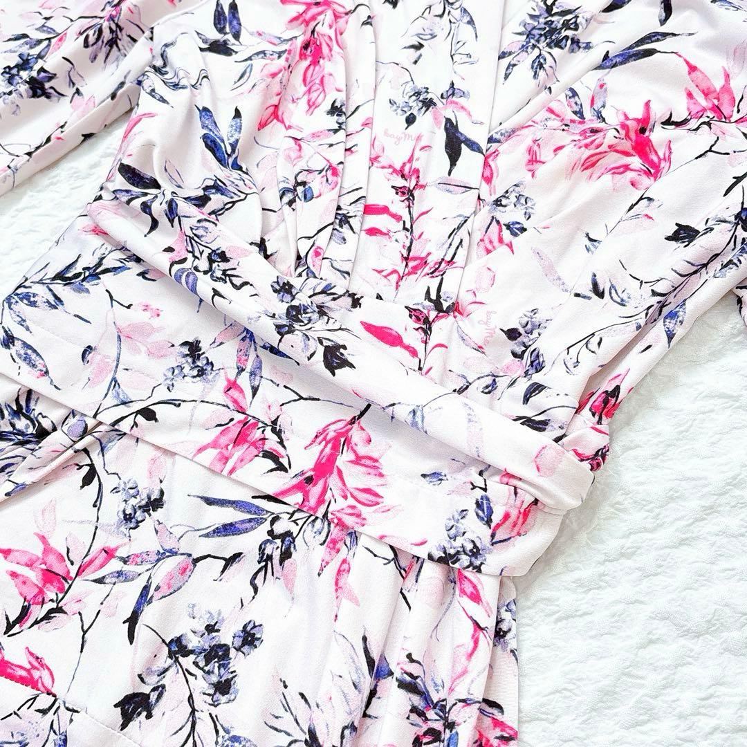 美品✨定価4.8万kay me ピンクラベンダー　カシュクールワンピース　花柄