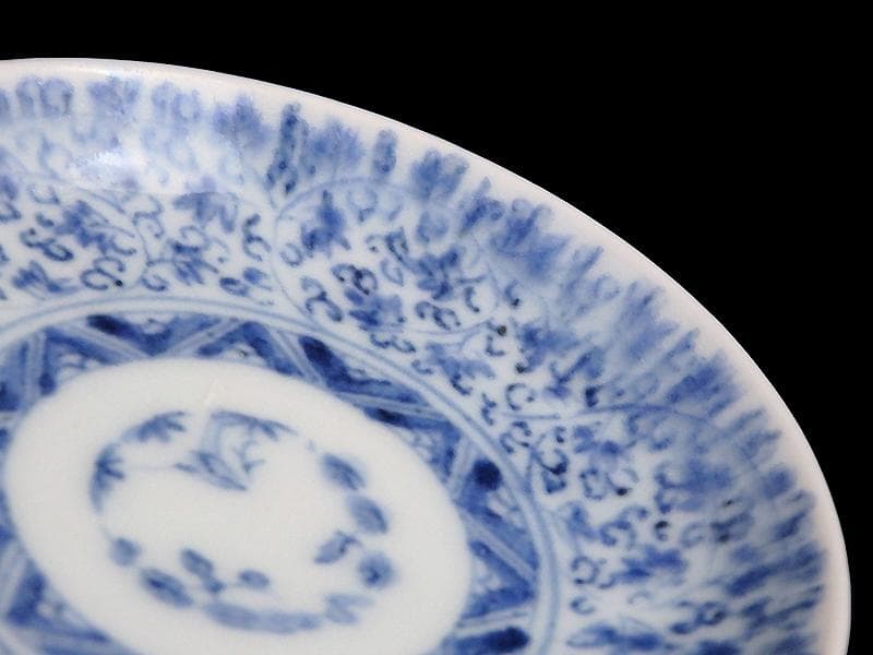 古伊万里　染付　微塵唐草　萩唐草の図　豆皿　C475AS-CXt