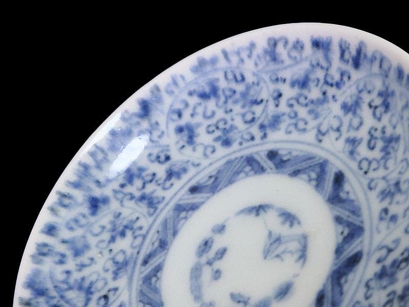 古伊万里　染付　微塵唐草　萩唐草の図　豆皿　C475AS-CXt