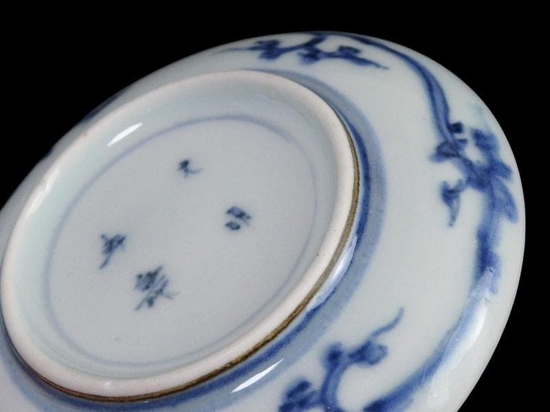 古伊万里　染付　微塵唐草　萩唐草の図　豆皿　C475AS-CXt