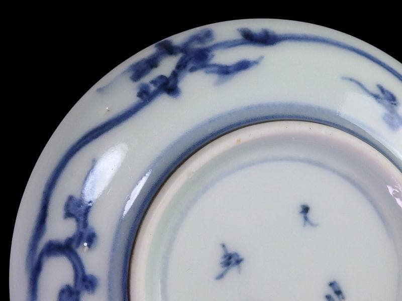 古伊万里　染付　微塵唐草　萩唐草の図　豆皿　C475AS-CXt