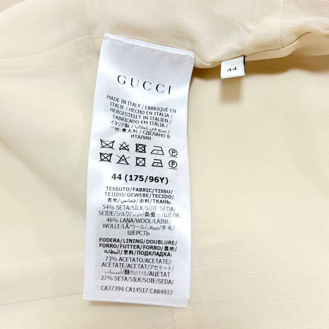 希少✨GUCCI✨シルク混ノースリーブワンピース（L）GGボタン　アイボリー