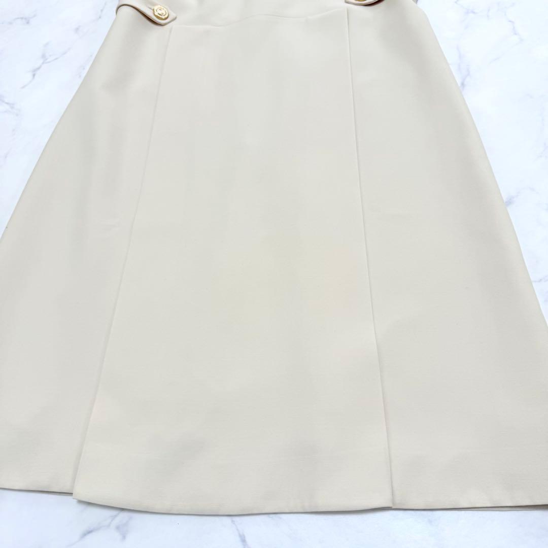 希少✨GUCCI✨シルク混ノースリーブワンピース（L）GGボタン　アイボリー