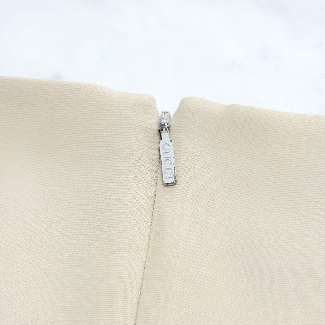 希少✨GUCCI✨シルク混ノースリーブワンピース（L）GGボタン　アイボリー