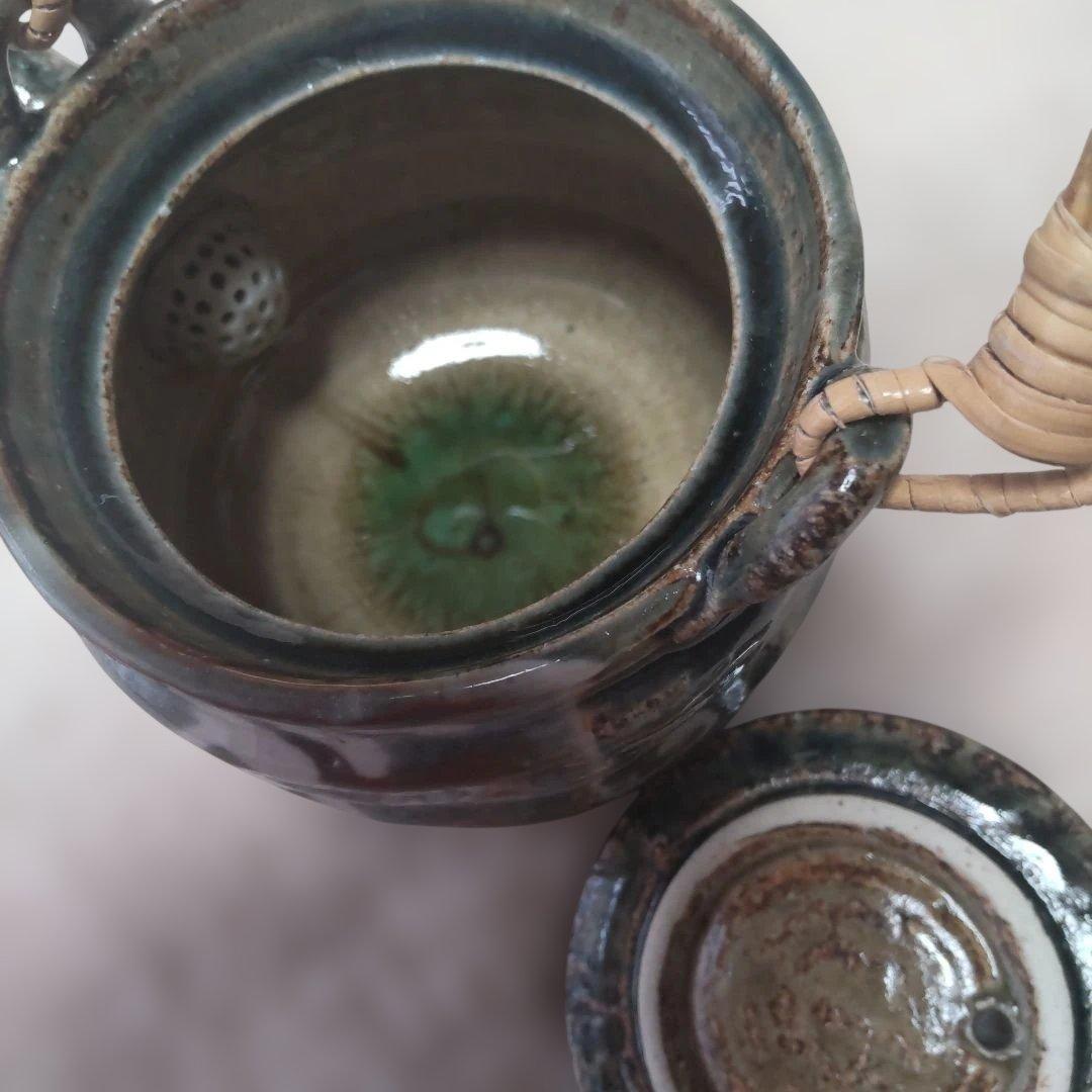 織部焼 万典窯 織部茶器揃 急須 湯飲５客 新品未使用