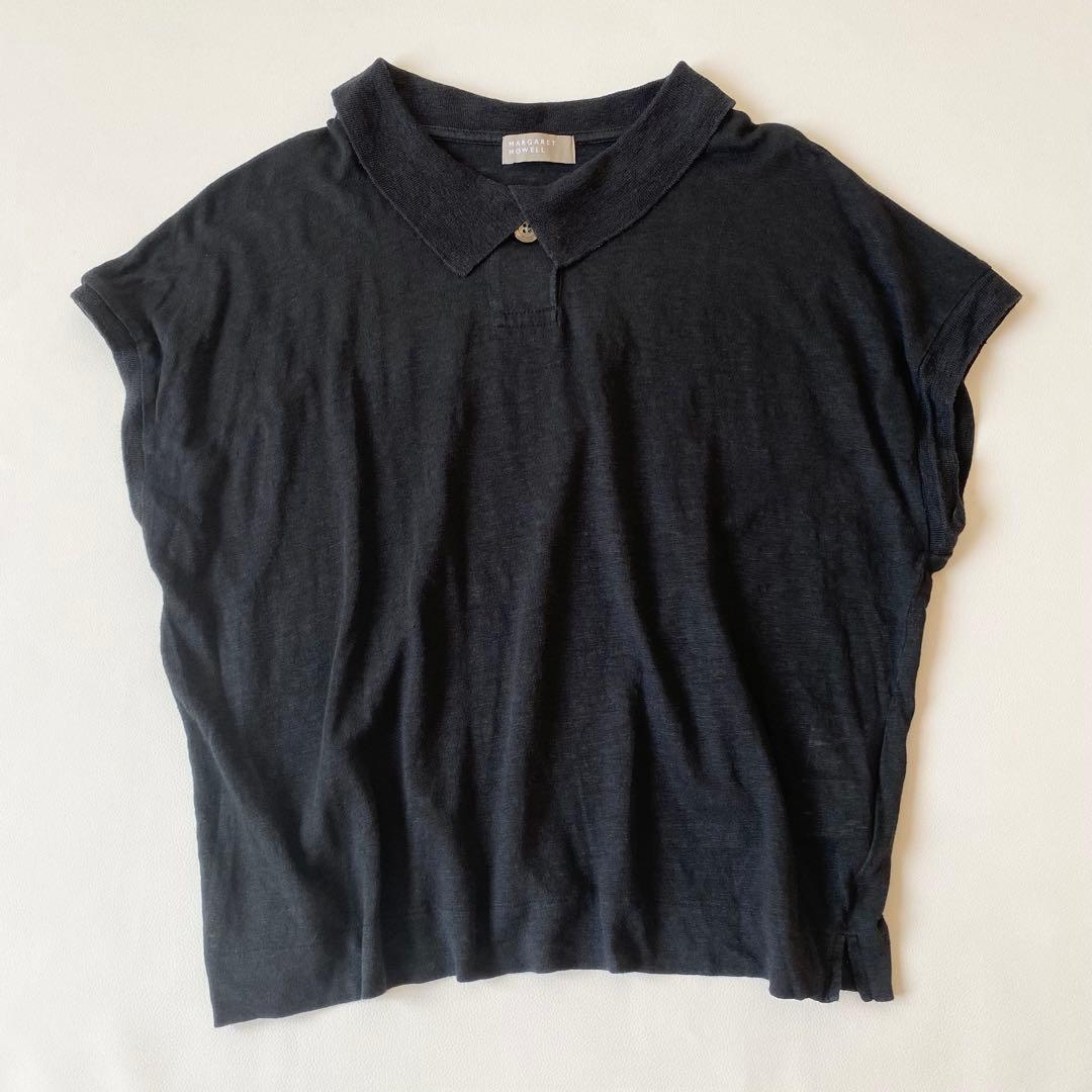 【美品】マーガレットハウエル　ポロシャツ　LINEN STRIPE JERSEY